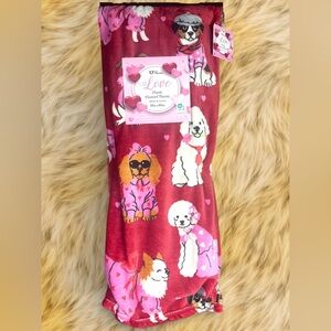 Puppy Love Valentines Plush Flannel Throw Dogs Red Multi Gift ~ 50x60 NEW NWT